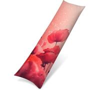 Red Cushion Covers 30 x 90 cm Side Sleeper Pillow Cover Flower Pattern Design Waterproof Velvet Pillow Cases Double-Sided Printing with Invisible Zipper for Livingroom Bed, Gifts for Women, Model1744