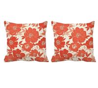 Red Cushion Covers 30x30cm Outdoor Cushions Waterproof Linen Square Throw Pillow Covers with Invisible Zipper Decorative Pillows for Sofa Patio Bench Garden Autumn Decorations,Set of 2 Navy Blue -T707