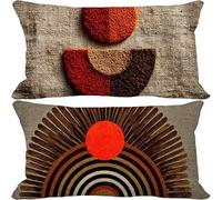 Red Cushion Covers 40 x 80 Set of 2, Rectangle Outdoor Cushions Waterproof Linen Sofa Pillows Covers with Invisible Zipper for Outdoor Garden Furniture Living Room Decorative Pillows (Nordic) r-3087