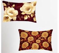 Red Cushion Covers 40x70 Set of 2, Flower Rectangle Pillow Cases with Hidden Zipper, Waterproof Linen Pillow Case 40x70cm, Double Sided Printing, Pillowcases for Bed Sofa Bedroom Outdoor Decor 7-7599