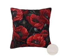 Red Cushion Covers 45cm x 45cm Set of 2, Poppies Cushions Spring Cushion Covers, Sofa Cushions Outdoor Cushion Covers, Square Decorative Pillows for Balcony Room Decor Aesthetic Bedroom, Gifts -OZ75