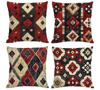 Red Cushion Covers 45x45 cm Set of 4 Outdoor Cushions Waterproof Garden Cushions Velvet Throw Pillow Covers Bohemia Double Sided Printing for Indoor Sofa Outdoor Patio Balcony Fall Decor,Gifts M73