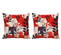 Red Cushion Covers 50x50cm Outdoor Cushions Waterproof Linen Square Throw Pillow Covers with Invisible Zipper Decorative Pillows for Sofa Patio Bench Garden Autumn Decorations,Set of 2 Navy Blue -T797