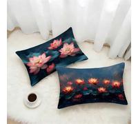 Red Cushion Covers 50x60 Set of 2, Flower Rectangle Pillow Cases with Hidden Zipper, Waterproof Linen Pillow Case 60x50cm, Double Sided Printing, Pillowcases for Bed Sofa Bedroom Outdoor Decor 1-6260