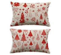 Red Cushion Covers 80 x 100 Tree Pillow Covers 2 pack Velvet Cushion Covers,2026 New Rectangular Double-Sided Printing Pillow Protectors for Winter Home Couch Sofa Living Room Bedroom Car Decor O-387C