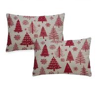 Red Cushions Waterproof Rectangular Cushion Covers 40x60 cm 2025 New 2 Pack Throw Pillow Covers Christmas Tree Double Sided Printed Velvet Sofa Pillow Cases for Garden Patio Bench Autumn Decor z-750