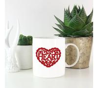 Red Cut Out Heart Text Mug