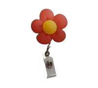 Red Cute Badge Reel Retractable Flower Floral Nurse Badge Holder Clips Reels ID Name Clip Tag Pharmacy Medical Work Staff, Nurses, Hospital Nursing Teacher Women
