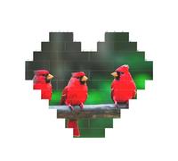 Red cute birds Print 3D Jigsaw Art Brick Puzzle Heart-Shaped Desk Decor Building Blocks 30 pieces DIY Gift