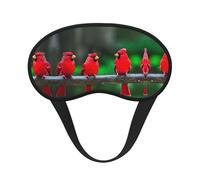 Red Cute Birds Print Blackout Sleep Mask - Side Sleeper Eye Cover, Soft Comfort, Perfect for Travel, Meditation