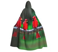 Red Cute Birds Print Hooded Unisex Adult Cloak Halloween Christmas Carnival Theme Parties Cosplay Costum