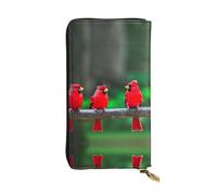 Red cute birds Print Leather Long Clutch Wallet â€“ Fashionable Personalized Wallet, Multiple Card Slots, Gift Ready, Black, One Size, Black, One Size