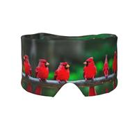 Red Cute Birds Print Sleep Eye and Ear Muffs Mask - Adjustable Yoga Travel Headband, Keep Warm Shading Comfortable Aid