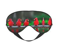 Red Cute Birds Print Sleep Eye Mask with Adjustable Strap Soft for Airplane Travel Relax Yoga Nap Meditation