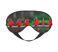 Red Cute Birds Print Soft Eye Mask – Comfortable Sleep with Adjustable, Elastic Nighttime Shade for Travel, Meditation