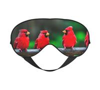 Red Cute Birds Print Soft Eye Mask with Adjustable Strap Sleep Shade Cover for Airplane Travel Nap