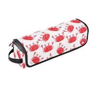 Red Cute Crabs 2-in-1 Curling Iron Travel Case with Heat Resistant Pad Curling Iron Travel Holder Storage Bag for Flat Iron Hot Tools and Haircare Accessories Travel Essentials for Women, Red Cute
