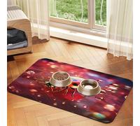 Red Cute Ladybug Pet Food Mat 23.62x15.71in Absorbent Non-Slip PU Leather Feeding Mat for Dogs Cats Rubber Bottom Fast Drying Rollable Pet Bowl Placemat