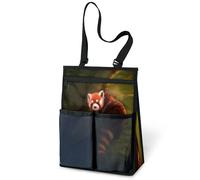Red Cute Panda Shower Bag Portable Panda Tote Shower Caddy Bags Hanging Toiletry Organizer for Travel Gym Camp Beach Bathroom Dorm Room