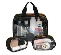 Red Cute Panda Travel Makeup Bag for Women Men, Panda Translucent Cosmetic Bags 3 Pcs Large Shower Wash Pouch Toiletry Cosmetic Toiletries Organizer