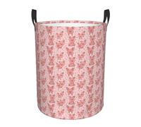 Red cute pig Print Round Laundry Hamper Basket Waterproof Storage Bin for Bedroom Bathroom Daily Life