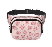 Red Cute Pig Print Unisex Square Double Layer Waist Bag Crossbody Fanny Pack Travel Workout Accessory, Black, One Size