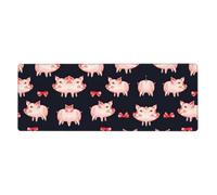 Red Cute Piggy Extra Large Desk Pad,Non-Slip Rubber Base Mat, for Keyboard, Mouse and Desk Protection