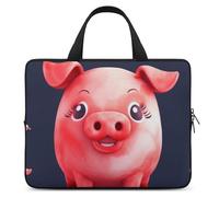 Red Cute Piggy Laptop Sleeve Ultra-Thin, Waterproof 15inch Laptop Bags, Portable Protective Computer Bag with Hand Strap