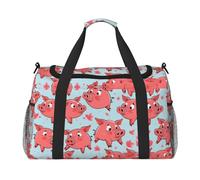Red Cute Piggy print Weekender Overnight Carry On Bag Gym Luggage Bag Duffel Bag for Travel Women, Black, One Size