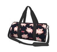 Red Cute Piggy Travel Duffel Bag for Women Men,Print Polyester Tote Round Luggage Bag with Shoulder Strap