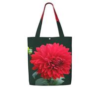 Red Dahlia,Reusable Grocery Bags Shopping Tote Bags Large Capacity Canvas Shoulder bag
