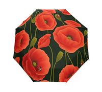 Red Daisy Poppy Flower Umbrella Automatic Auto Open Close Travel Sun Blocking Windproof Umbrellas for Women Men