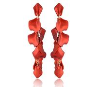 Red Dangling Flower Statement Earrings for Women Large Floral Petals Long Dangle Earrings Jewelry Gift