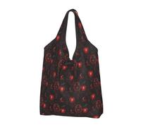 Red Dark Black Lion Print Reusable Grocery Bags Shopping Bags - Foldable Grocery Bag Tote Bag with Handles, Black, 2 PCS