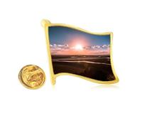 red dark clouds art deco fashion Golden Metal Flag Lapel Pin Badge