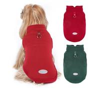 (red+Dark Green) BAOBICUTE 2Pack Fleece Dog Sweater Vest
