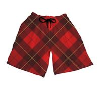 Red Dark Tartan Argyle Mens Swimming Shorts Various Sizes, Red Dark Plaid Argyle Men's Swimming Trunks Cotton Waist Rope Boy Swim Trunks Essentials, Gifts for Boyfriends Gifts for Teen Boys, Size XL