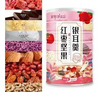 Red dates white fungus nuts lotus root powder soup 500g/can, Chinese nutritious breakfast lotus root power, cereals, miscellaneous grains instant food (Select B,1 can)