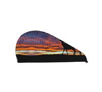 Red Deer Bull Elk Sunset Printed Hair Towel Wrap, Super Absorbent Dry Hair Cap for Women Shower Caps for Gym Salon Bath Shower