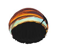 Red Deer Bull Elk Sunset Printed Shower Cap, Waterproof Reusable Bath Caps For Women,Men, Boys, And Girls Spa Salon