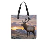 Red Deer Bull Elk Sunset Tote Bag Shoulder Bags Grocery Shopping Bag