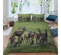 Red Deer Duvet Cover 225x225 cm Animals Bedding Quilt Cover 3 Pcs, 3D Natural Print Reversible Bedding Set Ultra Soft Brushed Microfiber Bed Set Bedroom Decor, 2 Pillowcases m2242