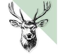 'Red Deer Stag' Clear Sticker Decal - Waterproof Film for Windows, Cars, Walls & Crafts, XL (460mm) (DC00135379)