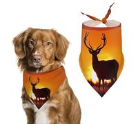 Red Deer Stag Silhouette Dog Bandana Adjustable Pet Scarf Bib Cute Triangle Handkerchief for Dogs Cats Gifts