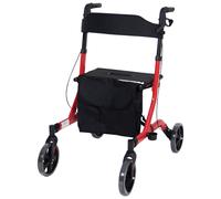 Red Deluxe Ultra Lightweight Aluminium 4 Wheeled Rollator Foldable Walking Aid