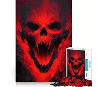 Red Demon Skull Jigsaw Puzzles 1000 Pieces for Teenagers Raise Memory Easy Leisure Clean Edge Xmas Surprise (38x26cm)