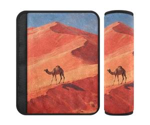 Red Desert Camel 2 Pack car seat Neck Strap Cover, More Comfort Driving, Seatbelt Cushion for Backpack