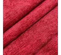RED Designer Luxury Soft Plain Solid Heavy Weight Upholstery Curtain Cushion Chenille Velvet Fabric FIRE Retardant Shimmering Look Sofa Furniture Material Sold by The METRE