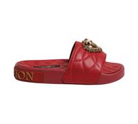 Red Devotion Leather Slides Shoes - female - Dolce & Gabbana - Sliders - Red - 2 UK - Shoes 2 UK