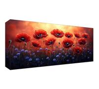 Red Diamond Art Painting, Poppy Large Diamond Painting Kits for Adults, 5D DIY Full Drill Cross Stitch Crystal Gem Arts Crafts Pictures Embroidery Kit, Gifts for Girls Home Wall Decor 36x16inch t-5445